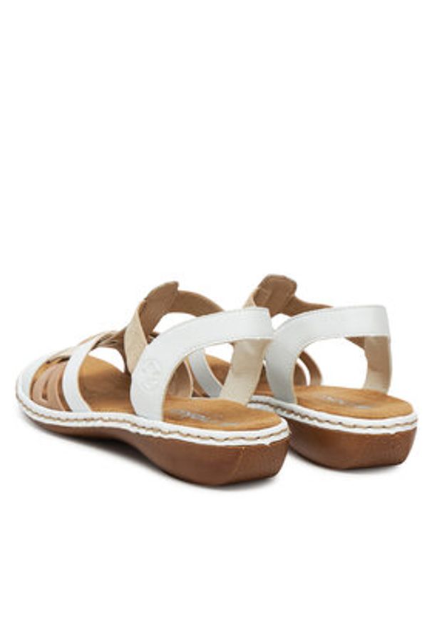 Rieker Sandały 65918-81 Biały. Kolor: biały. Materiał: materiał