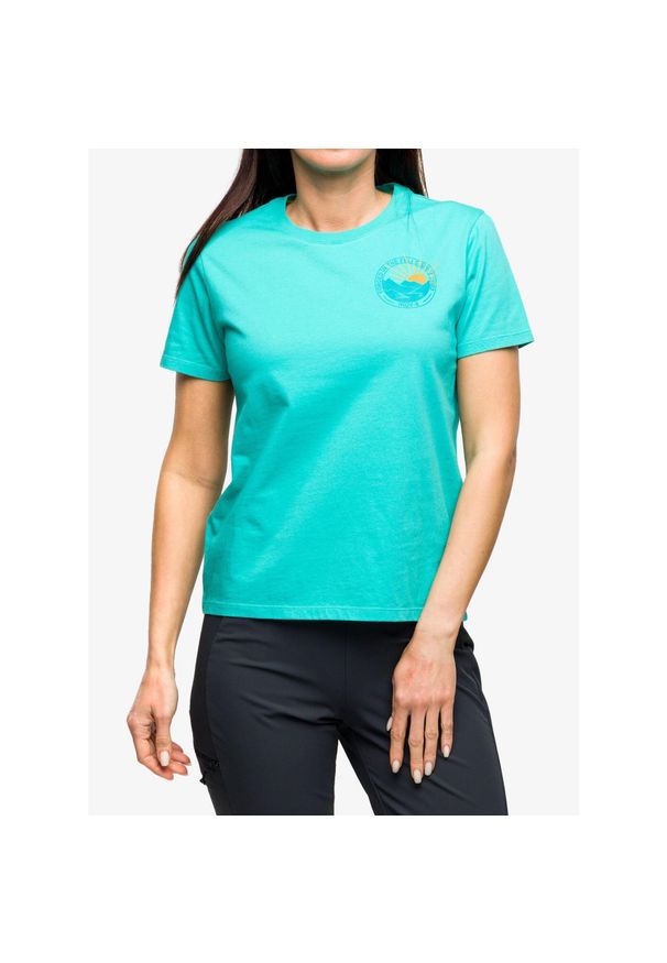 Koszulka z nadrukiem damska Inov-8 Graphic Tee SS '2003'. Kolor: zielony. Wzór: nadruk