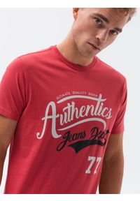 Ombre Clothing - T-shirt męski z nadrukiem S1434 V-22A - czerwony - XXL. Kolor: czerwony. Materiał: bawełna. Wzór: nadruk. Styl: klasyczny