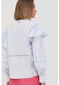 TwinSet - Twinset bluzka bawełniana damska kolor granatowy gładka. Okazja: na co dzień. Kolor: niebieski. Materiał: bawełna. Długość rękawa: długi rękaw. Długość: krótkie. Wzór: gładki. Styl: casual #2