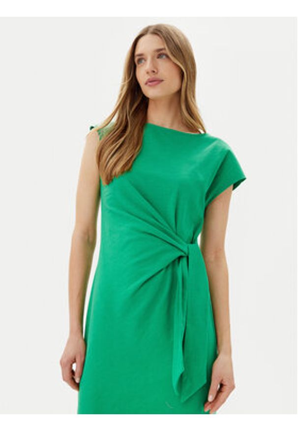 TOMMY HILFIGER - Tommy Hilfiger Sukienka codzienna WW0WW45159 Zielony Regular Fit. Okazja: na co dzień. Kolor: zielony. Materiał: bawełna. Typ sukienki: proste. Styl: casual