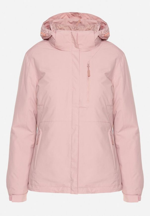 Born2be - Ciemnoróżowa Kurtka Wiatrówka z Odpinanym Kapturem z Odpinaną Pikowaną Stroną Zinlia. Kolor: różowy. Materiał: jeans. Długość rękawa: długi rękaw. Długość: długie