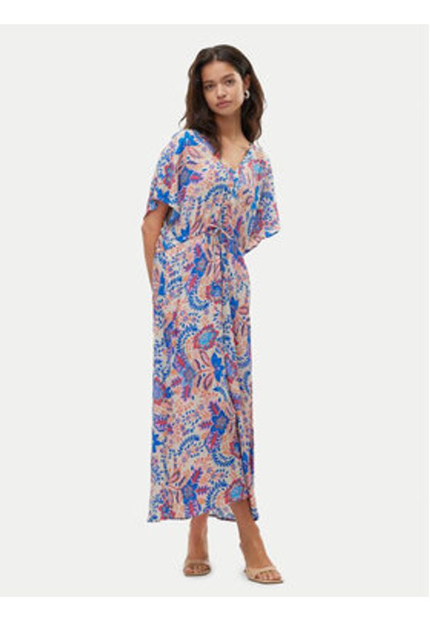 Vero Moda Sukienka letnia Menny 10303701 Kolorowy Loose Fit. Materiał: wiskoza. Wzór: kolorowy. Sezon: lato