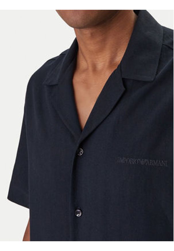 Emporio Armani Koszula EM000593 AF20590 UB102 Granatowy Regular Fit. Kolor: niebieski. Materiał: len