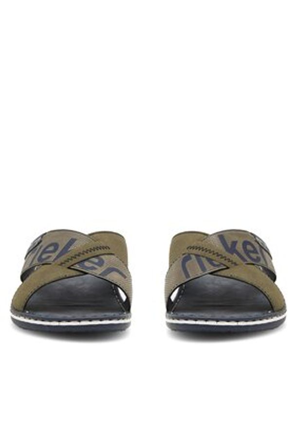 Rieker Klapki 21098-54 Khaki. Kolor: brązowy. Materiał: skóra