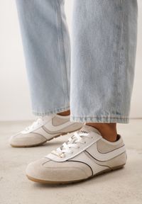 Renee - Beżowe Sneakersy Klasyczne Tenisówki z Zamszu Naturalnego Talanashta. Okazja: na co dzień. Kolor: beżowy. Materiał: zamsz #5