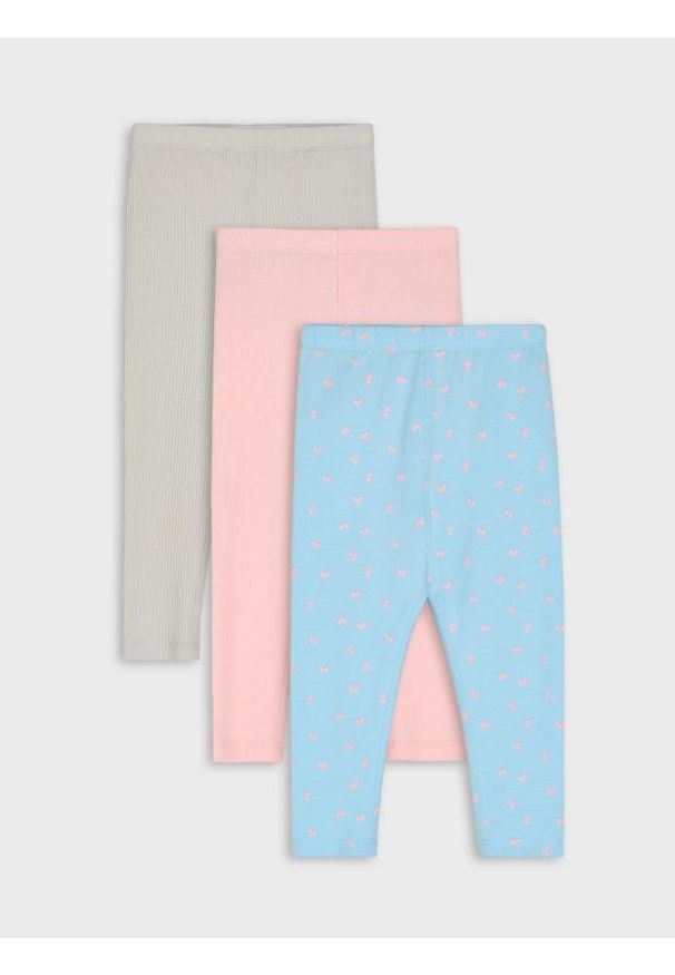 Sinsay - Bawełniane legginsy 3 pack - błękitny. Kolor: niebieski. Materiał: bawełna