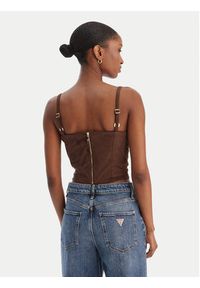Guess Top W6RH03 WJ472 Brązowy Slim Fit. Kolor: brązowy. Materiał: syntetyk #4