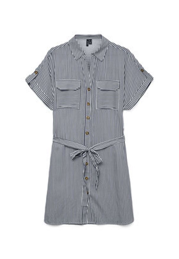 Vero Moda Sukienka koszulowa Bumpy 10325828 Granatowy Loose Fit. Kolor: niebieski. Materiał: wiskoza. Typ sukienki: koszulowe