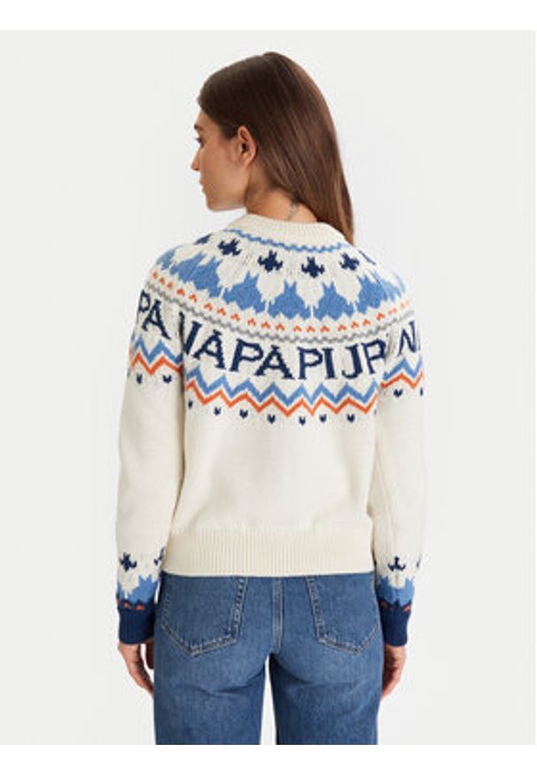 Napapijri Sweter D-Fiames NP0A892S Beżowy Regular Fit. Kolor: beżowy. Materiał: bawełna