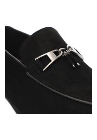 Czarne Mokasyny John Doubare Eleganckie Buty Męskie. Kolor: czarny. Materiał: zamsz, skóra. Szerokość cholewki: normalna. Styl: elegancki #7