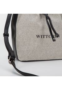 Wittchen - Torebka worek w stylu cargo. Kolor: wielokolorowy, czarny, srebrny. Wzór: napisy, haft. Dodatki: z haftem. Materiał: skórzane. Rozmiar: małe. Styl: casual, elegancki #2