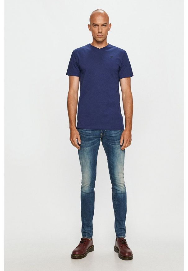 G-Star RAW - G-Star Raw - T-shirt. Okazja: na co dzień. Kolor: niebieski. Materiał: dzianina. Styl: casual