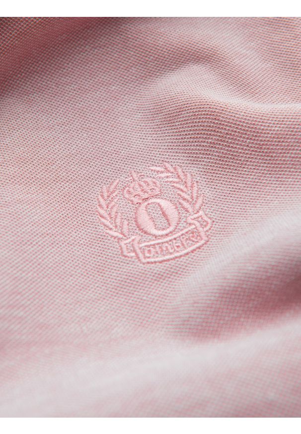 Ombre Clothing - Melanżowa koszulka męska polo z kołnierzykiem w paski – różowa V2. Okazja: na co dzień. Typ kołnierza: polo. Kolor: różowy. Materiał: bawełna. Wzór: melanż, paski. Styl: sportowy, casual