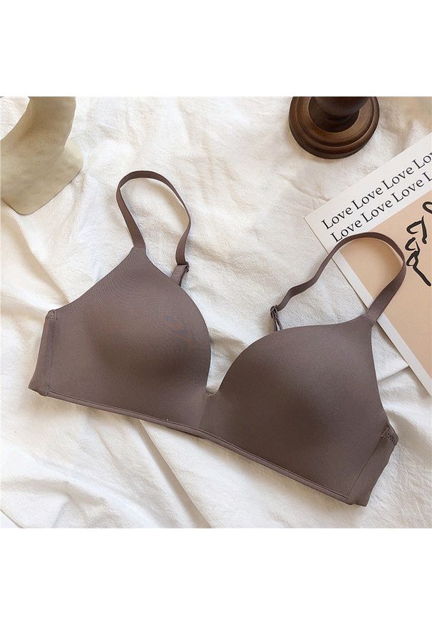 Intica - Biustonosz bezszwowy bez fiszbin elastyczny na co dzień Adrienne. Kolor: brązowy. Materiał: materiał