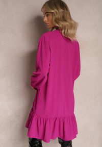 Renee - Fioletowa Koszulowa Sukienka Mini Galdra. Kolor: fioletowy. Wzór: aplikacja. Typ sukienki: koszulowe. Długość: mini #5