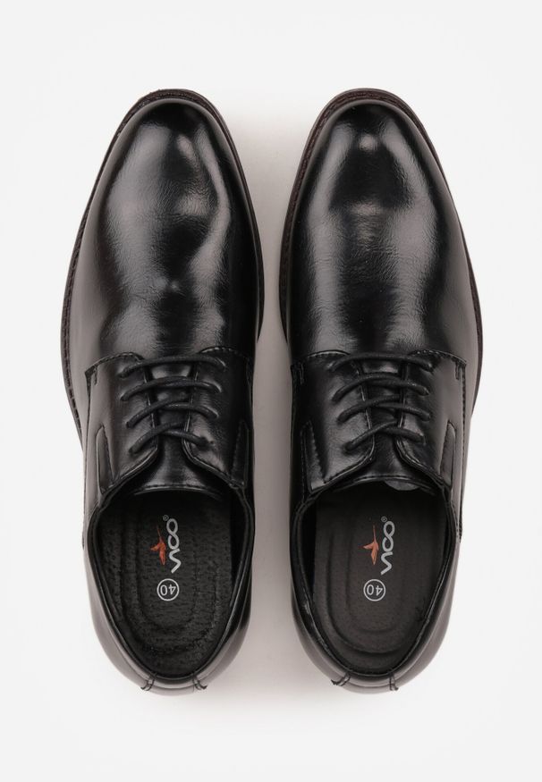 Born2be - Czarne Półbuty Wizytowe ze Skórzaną Wkładką i Geometryczną Wstawką Everis. Kolor: czarny. Materiał: skóra. Wzór: geometria. Styl: wizytowy