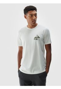 4f - 4F T-shirt regular z nadrukiem męski - biały XL. Okazja: na co dzień. Kolor: biały. Materiał: dzianina, jersey, bawełna. Wzór: nadruk. Styl: sportowy, klasyczny, casual