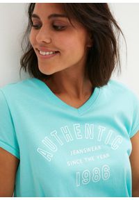 bonprix - Długi T-shirt z czystej bawełny organicznej. Kolor: zielony. Materiał: bawełna. Długość: długie. Wzór: nadruk #2