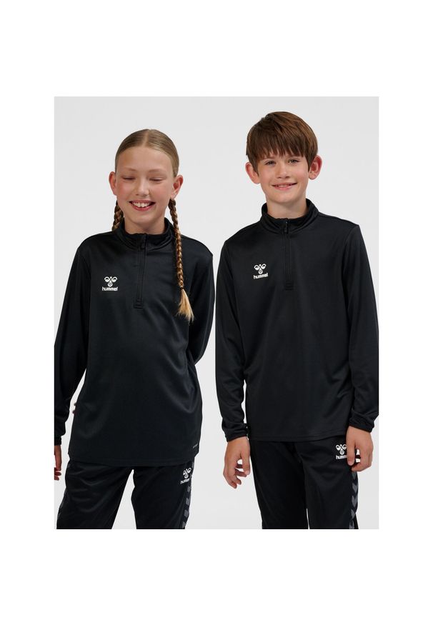 Dziecięca kurtka dresowa 1/2 zip Hummel Essential. Kolor: czarny. Materiał: dresówka. Sport: joga i pilates