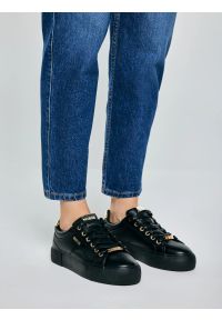 Big-Star - Sneakersy damskie ze skóry ekologicznej czarne NN274A850 906. Nosek buta: okrągły. Zapięcie: sznurówki. Kolor: czarny. Materiał: skóra ekologiczna #4