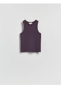 Reserved - Top z lyocellem - ciemnofioletowy. Kolor: fioletowy. Materiał: dzianina #1