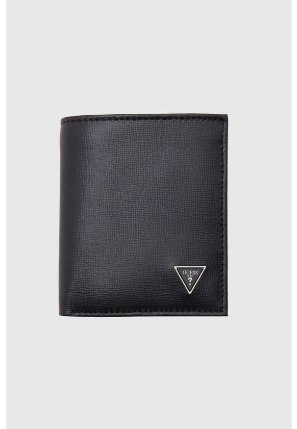 Guess - GUESS Czarny portfel męski Milano Bifold. Kolor: czarny. Materiał: skóra