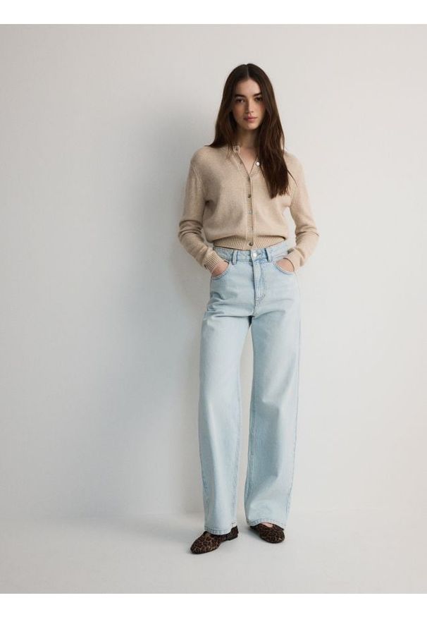 Reserved - Jeansy wide leg - niebieski. Kolor: niebieski