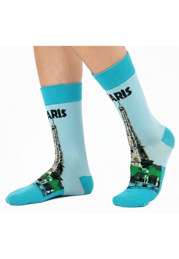 His Story - Skarpetki Bawełniane - Tematyczne - Paryż, Wieża Eiffla. Kolor: niebieski. Materiał: elastan, bawełna, poliamid
