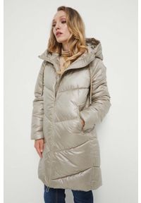 medicine - Medicine płaszcz damski kolor beżowy zimowy. Kolor: beżowy. Sezon: zima #7