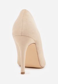 Born2be - Ciemnobeżowe Eleganckie Szpilki Mevair. Okazja: do pracy, na co dzień, na spotkanie biznesowe. Nosek buta: szpiczasty. Kolor: beżowy. Materiał: jeans, zamsz. Sezon: lato. Obcas: na szpilce. Styl: elegancki #7