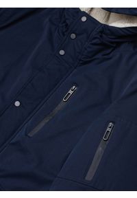 Ombre Clothing - Kurtka męska parka ocieplana sherpa - granatowa V2 OM-JALJ-0131 - L. Kolor: niebieski. Materiał: poliester #6
