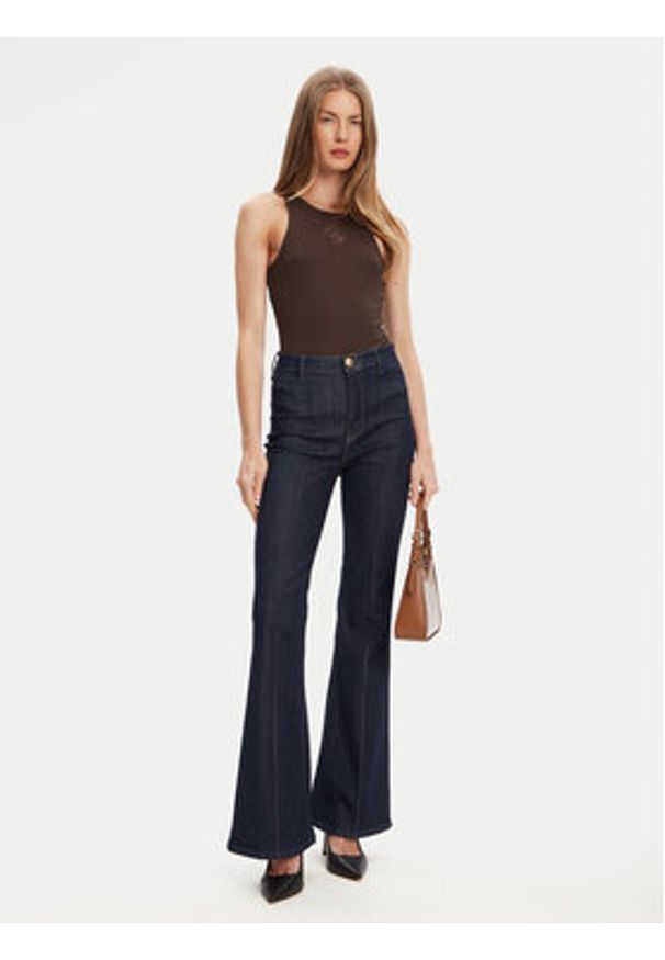 Guess Top W5GP57 KCV52 Brązowy Regular Fit. Kolor: brązowy. Materiał: syntetyk