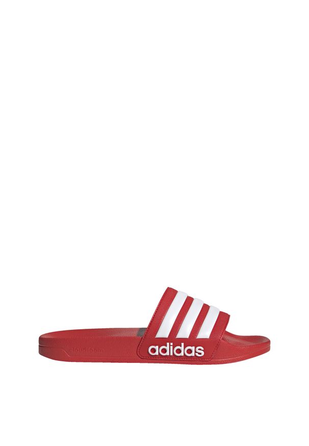 Adidas Original Adilette Klapki Prysznicowe Vivred/F Dorosłych. Kolor: czerwony, biały, wielokolorowy. Styl: sportowy