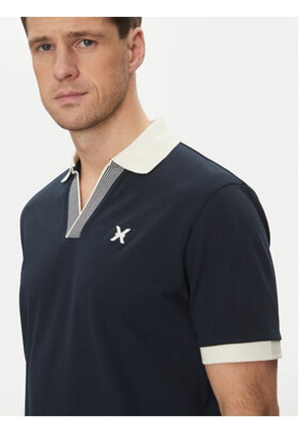 Richmond X Polo UMP25168PO Granatowy Regular Fit. Typ kołnierza: polo. Kolor: niebieski. Materiał: bawełna