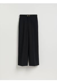 Reserved - Spodnie z paskiem - czarny. Kolor: czarny. Materiał: tkanina, wiskoza #1