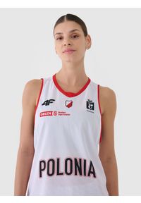 4f - Koszulka meczowa replika domowa z sezonu 2024/25 damska 4F x Polonia Warszawa - multikolor. Typ kołnierza: dekolt w serek. Kolor: wielokolorowy. Materiał: syntetyk, włókno, dzianina, materiał. Wzór: gradientowy, gładki, geometria, nadruk, ze splotem. Sport: koszykówka, fitness