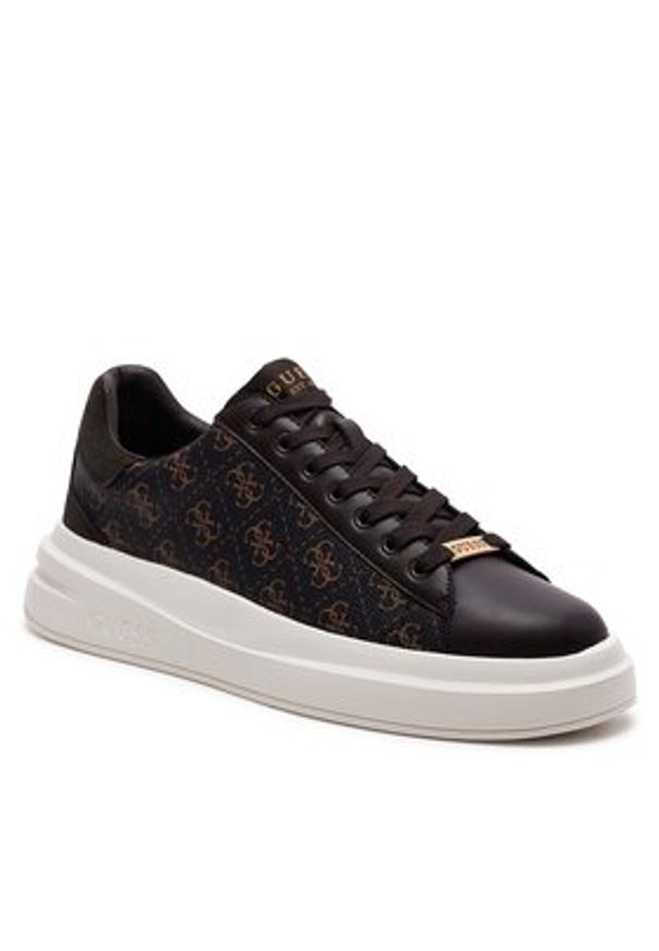 Guess Sneakersy Elba FMPVIB FAL12 Brązowy. Kolor: brązowy. Materiał: skóra