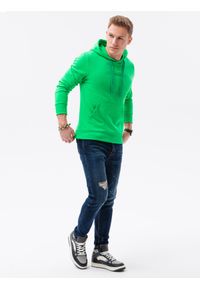 Ombre Clothing - Bluza męska w mocnych kolorach B1351 - zielona - XXL. Typ kołnierza: kaptur. Kolor: zielony. Materiał: poliester, bawełna. Wzór: nadruk