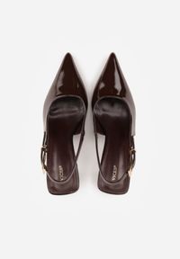 Renee - Brązowe Sandały Lakierowane na Szpilce Vices Typu Slingback Tilazea. Zapięcie: sprzączka. Kolor: brązowy. Materiał: lakier. Obcas: na szpilce. Styl: elegancki, wizytowy #4