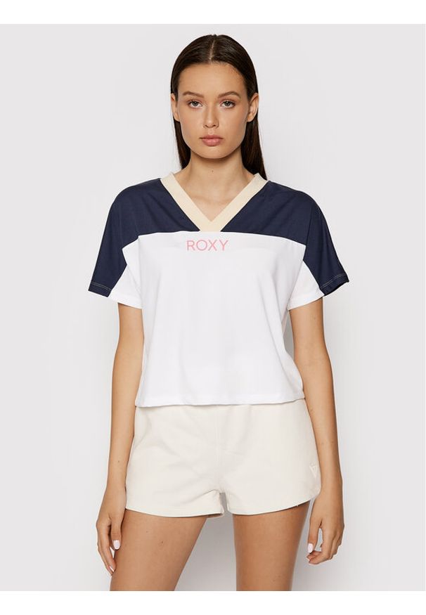 Roxy T-Shirt Trying Your Luck ERJZT05128 Biały Regular Fit. Kolor: biały. Materiał: syntetyk