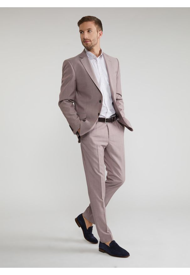 Pako Lorente - PAKO LORENTE – Różowe spodnie garniturowe P22SP-6G-003-W-S. Kolor: różowy. Materiał: wełna. Wzór: gładki. Styl: elegancki