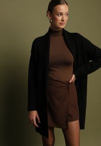 Born2be - Czarny Kardigan Niezapinany z Kaszmirem o Długim Kroju Ertine. Kolor: czarny. Materiał: kaszmir. Długość: długie. Styl: elegancki #4