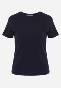 Renee - Granatowy T-shirt z Bawełny z Okrągłym Dekoltem Nedima. Okazja: na co dzień. Kolor: niebieski. Materiał: bawełna. Styl: klasyczny, casual #3
