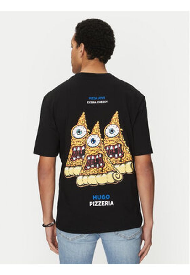 Hugo - HUGO T-Shirt Nizzerio 50533390 Czarny Regular Fit. Kolor: czarny. Materiał: bawełna