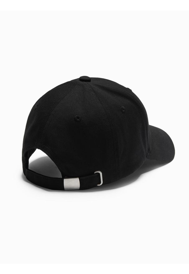 Ombre Clothing - Męska czapka z daszkiem bejsbolówka z patchem – czarna V1. Kolor: czarny. Materiał: bawełna. Wzór: aplikacja, ze splotem. Styl: casual