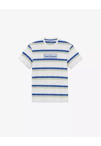 Lee - LEE SEASONAL STRIPE LOGO MĘSKI T-SHIRT KOSZULKA W PASKI ECRU L61FBSNQ. Wzór: paski