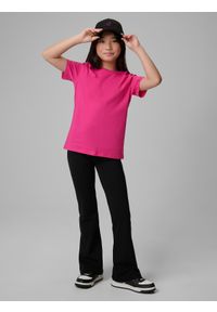4f - 4F T-shirt regular gładki dziewczęcy - różowy 146 (10-11 lat). Okazja: na spacer, na co dzień, na uczelnię. Kolor: różowy. Materiał: dzianina, materiał, bawełna, skóra, jersey. Wzór: gładki. Sezon: lato. Styl: casual, klasyczny #2