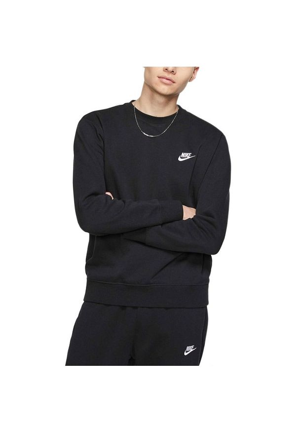 Bluza Nike Sportswear Club BV2662-010 - czarna. Kolor: czarny. Materiał: polar, bawełna, dzianina, poliester. Styl: sportowy, klasyczny, elegancki