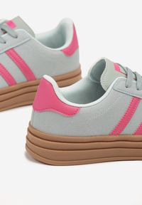 Renee - Niebiesko-Różowe Klasyczne Sneakersy na Niewysokiej Platformie Terilee. Nosek buta: okrągły. Zapięcie: sznurówki. Kolor: niebieski. Materiał: syntetyk, nubuk. Obcas: na platformie. Wysokość obcasa: niski #4